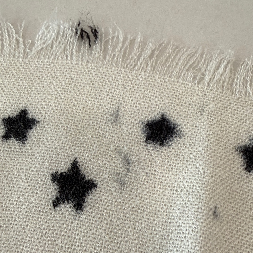 Mossimo Supply Co. Cream Scarf with Black Stars - Picture 6 of 7